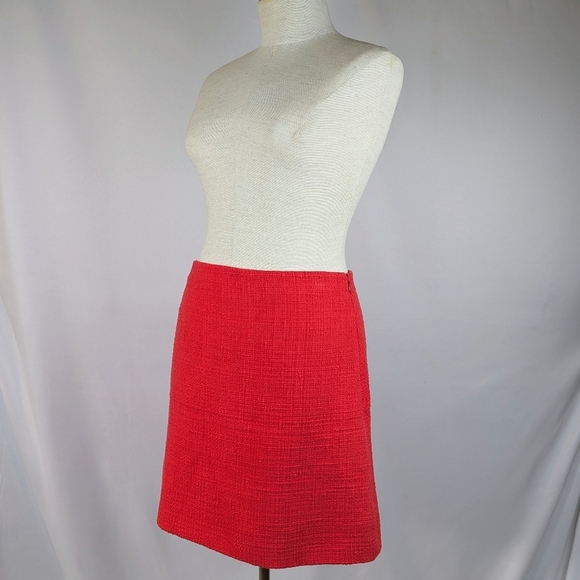 Theory Skirt Mini High Waisted Cotton Tweed Side Zip Lined Grenadine Red 8 NWT - Picture 12 of 16
